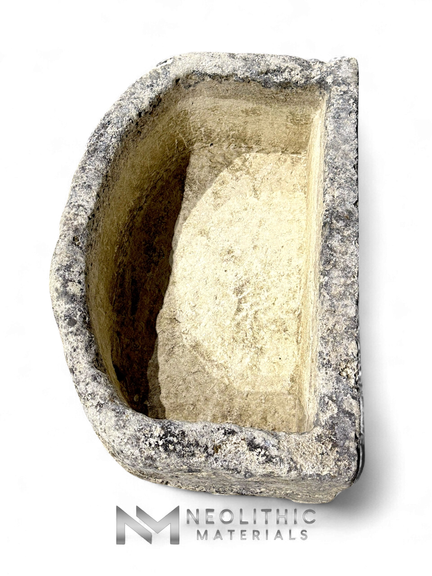 Antique French Limestone Half Moon Trough - Image 5